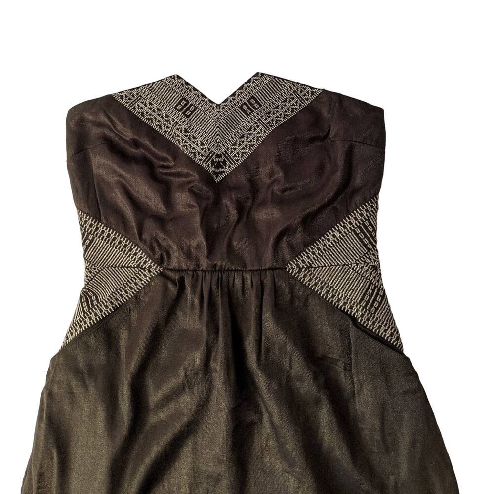 ECOTE Strapless Dress Metallic Tribal Mini Tube Party Cocktail Medium Juniors